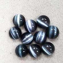10MM ROUND CABOCHON CATS EYE BLACK( 10 PCS)